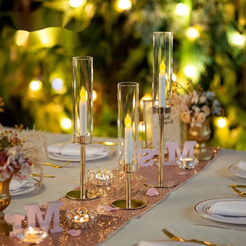Candle Quotes - Gold Hurricane Candle Holders Removable Acrylic