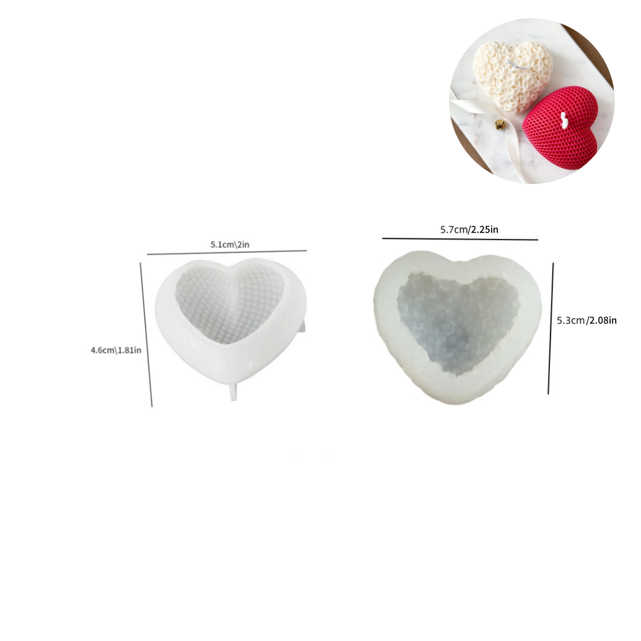2PCS Love Candle Mold 3D Flowe - đánh giá và giá Candle Fragrance Supplies